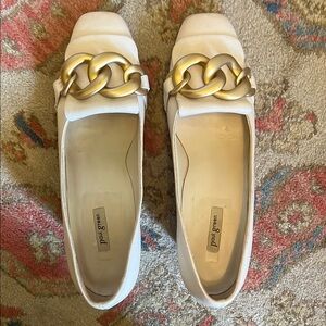 Paul Green Ozzie Pumps with Light Beige and Gold Chain Detail Heels